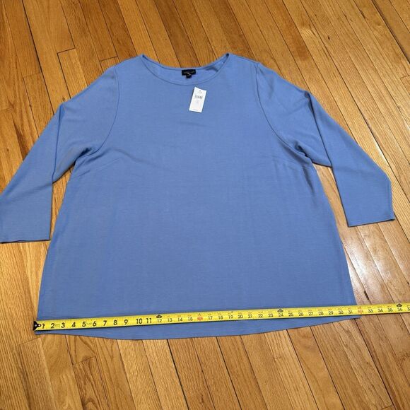 J. Jill Wearever Collection Tunic Blouse Top Plus Size 4X Blue Side Slits NEW - Picture 6 of 12